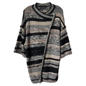 Peruvian Connection marled knit stripe baby alpaca longline wrap cardigan XS/S